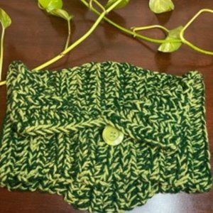 Handmade Neck Warmer Shades of Green button front